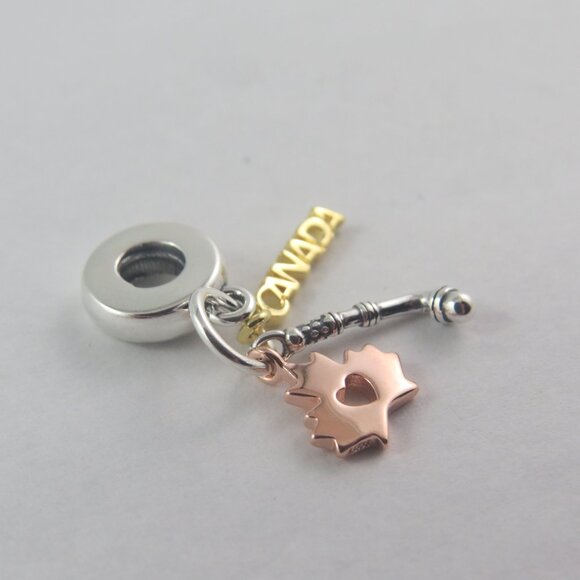 Pandora Canadian Maple Leaf Hockey Stick Charm S925 (T41) - Picture 2 of 4